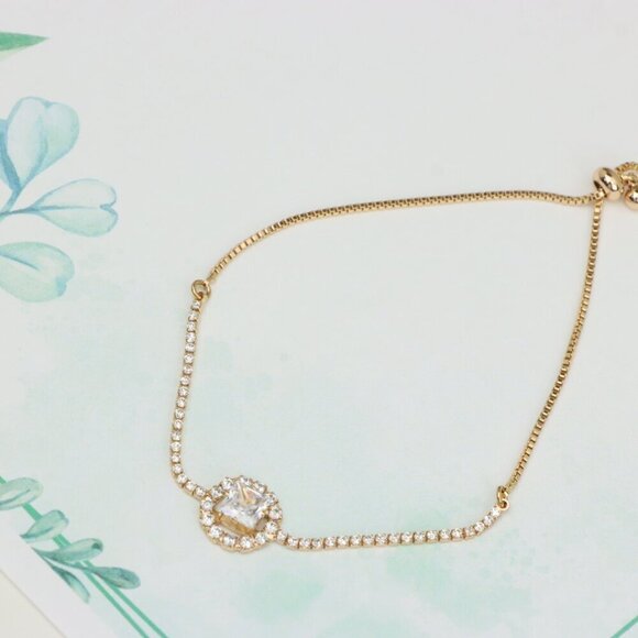 Chic Rose Gold Plated Adjustable A-Bracelet with Sparkling Design, XPAB0608 - Picture 5 of 11